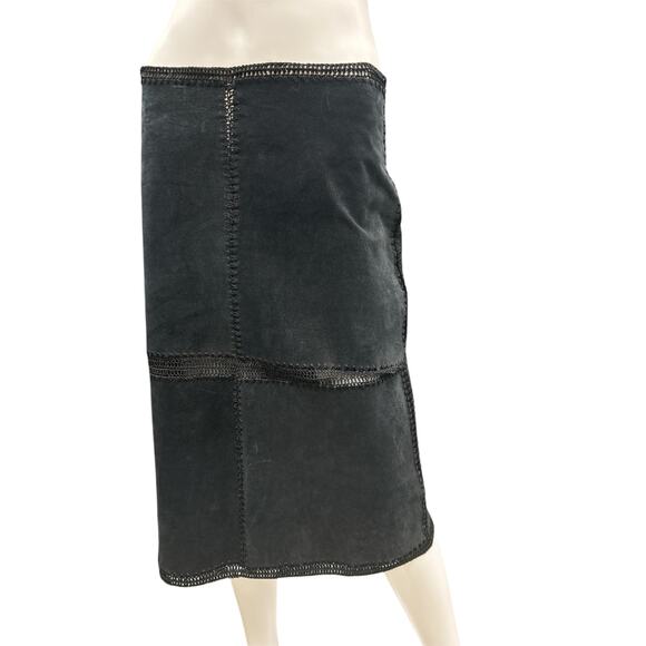 NWT VTG Idi By Mathew Skirt Women’s Size M Leather Rayon Blend Patchwork Black - Picture 4 of 4
